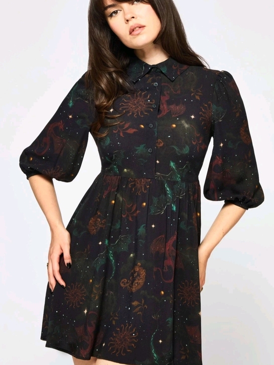 Disturbia Dresses & Skirts - Phoenix Dragon Printed Mini Shirt Dress Medieval
